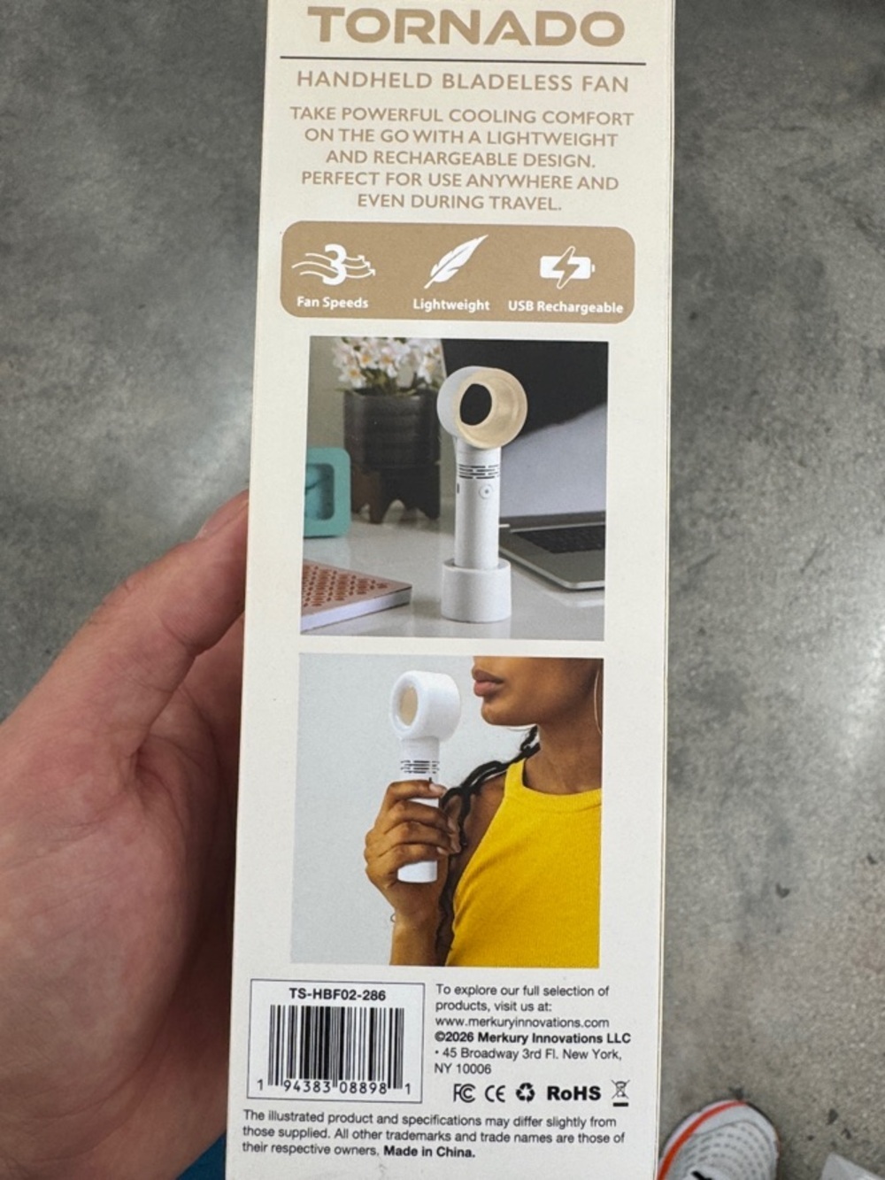 Tornado Handheld Bladeless Fan - White